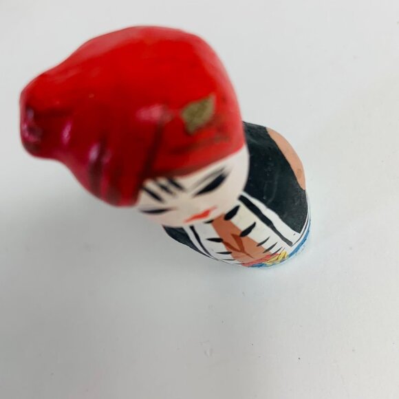 Folk Art Mini Kokeshi Clay Dolls Set of 6 Collectible Figurines Hand Painted - Picture 12 of 16